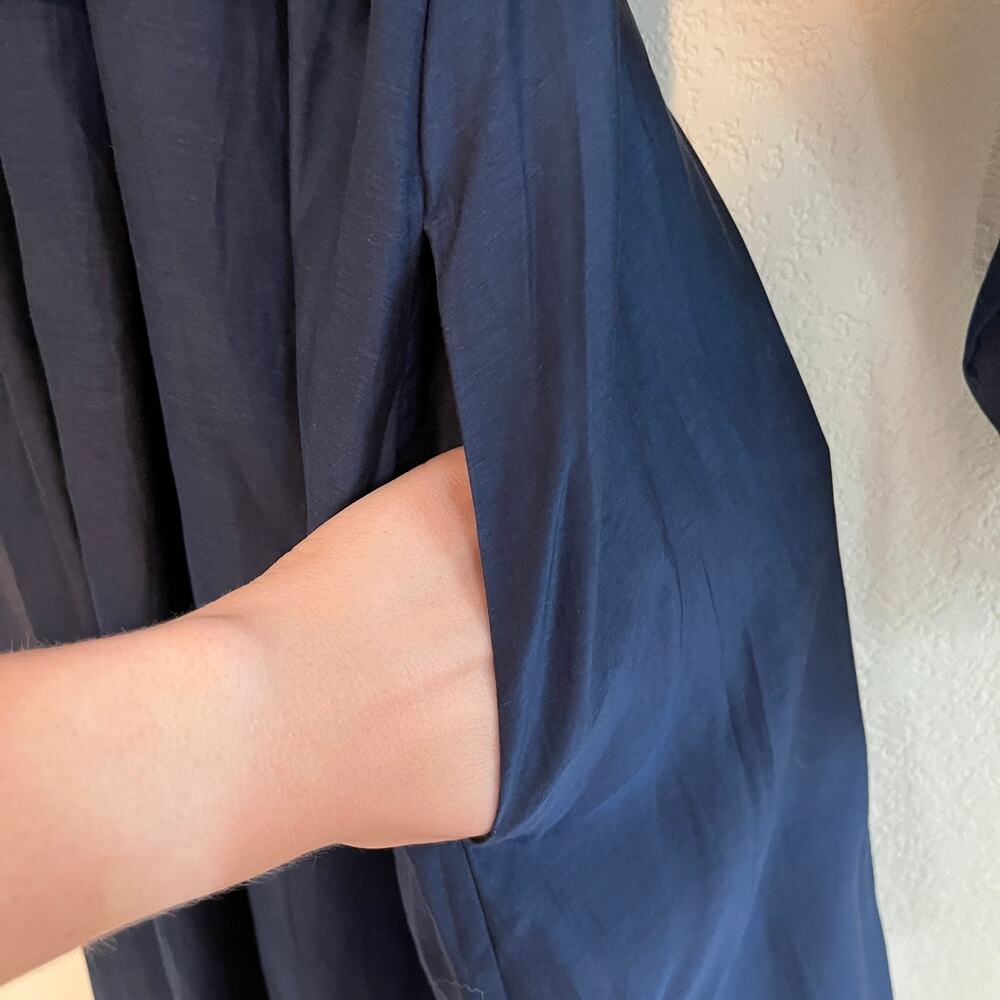 Rebecca Taylor Mini Dress Long Sleeve Silk Cotton Marine Blue Navy Size XL - Picture 6 of 13